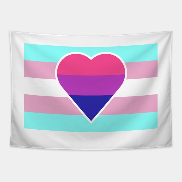 Transgender Pride Flag with Bisexual/Biromantic Heart Tapestry by DisneyFanatic23