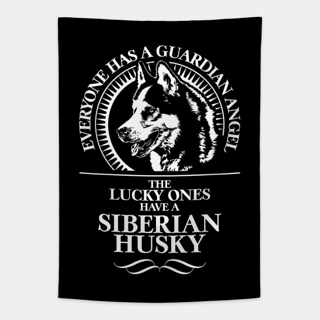 Siberian Husky dog Guardian Angel sled dog saying Tapestry by wilsigns