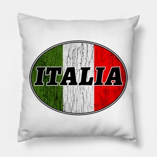 ITALY ITALIA EURO OVAL VINTAGE TRAVEL FLAG ROME SICILY NAPLES VENICE Pillow