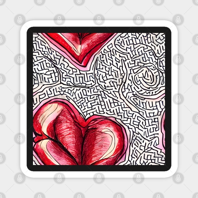 Heart Hidden In A Labyrinth Magnet by AbstraktTheArt