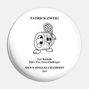 (Front + Back) Patrick Zweig Men's Singles Champion New Rochelle Challenger (Black Text) Pin