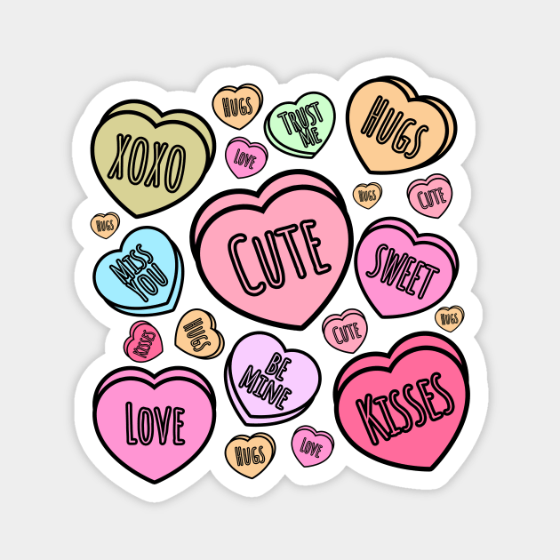 Conversation Candy Hearts, Candy Heart, Valentine Heart, Conversation For Your Valentine, Valentine's Day Magnet by NooHringShop