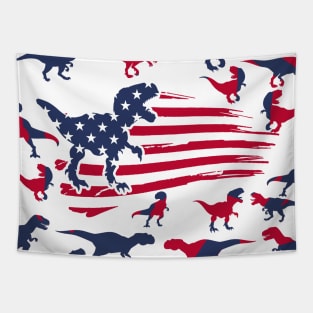 4th Of July Dinosaur Amerisaurus T Rex USA American Flag Tapestry