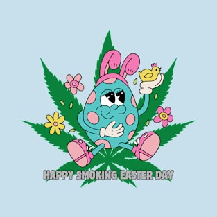 Happy Smoking Easter Day. Funny, Colorful and Crazy Easter Design T-Shirt