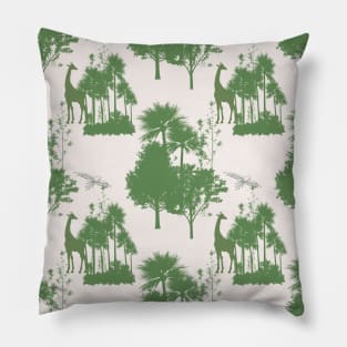 Green Safari Toile Pattern Pillow