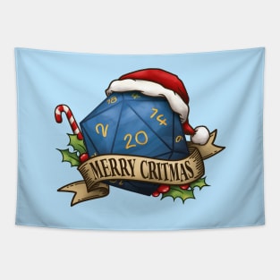 D20 Merry Critmas Dice Blue Tapestry