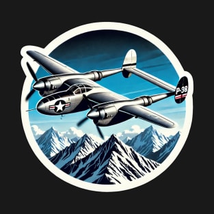 P-38 Flying Over Snowy Mountains T-Shirt