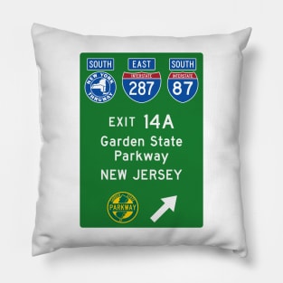 New York Thruway Southbound Exit 14A: Garden State Parkway New Jersey Pillow