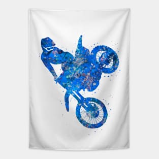 Motocross extreme blue art Tapestry