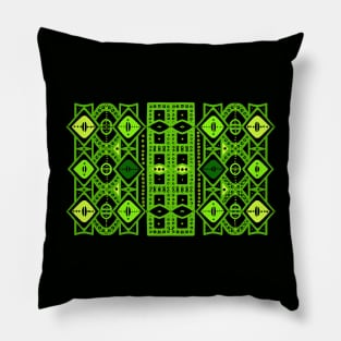 New african abstract textile patterns - Green Pillow