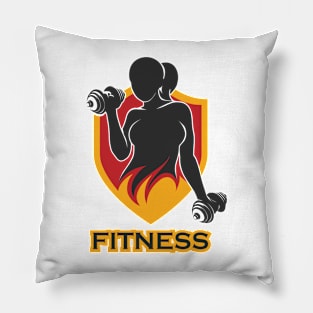 Fitness Emblem with training girl and shield Pillow