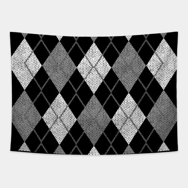 Grey Argyle Sweater Pattern Tapestry by Muzehack