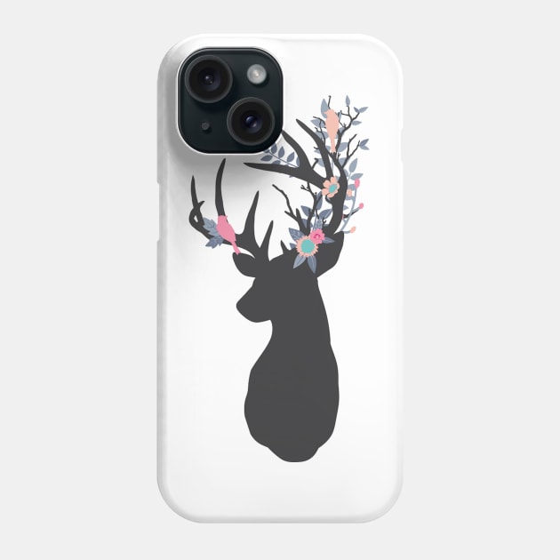 Stag with woodland antlers Phone Case by NixieNoo