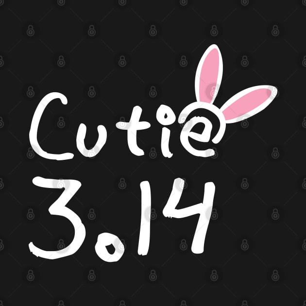 Cutie pie (π) 3.14 typography text with bunny band on girly pink background by FOGSJ