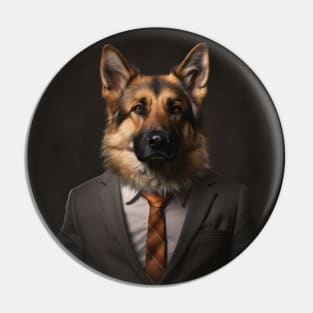 German Shepherd Dog in Suit Pin