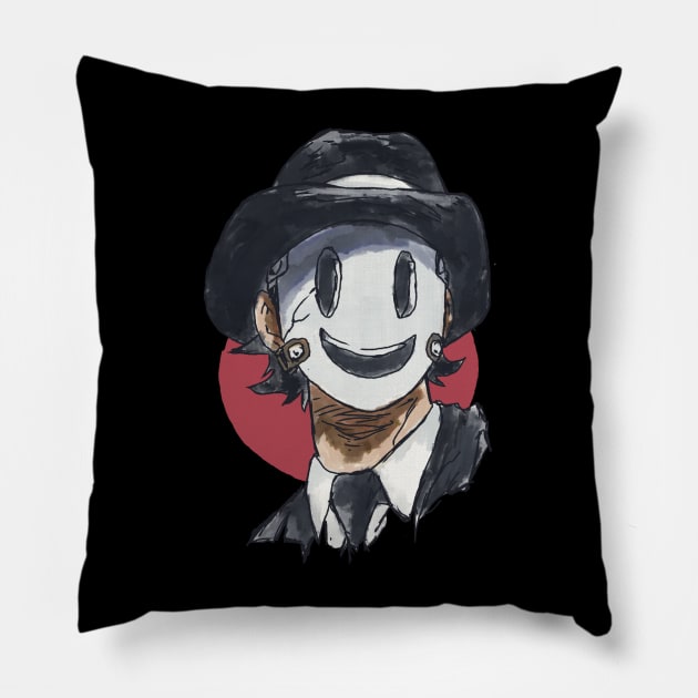 High rise invasion Mr Sniper mask in a watercolor art design Pillow by Animangapoi