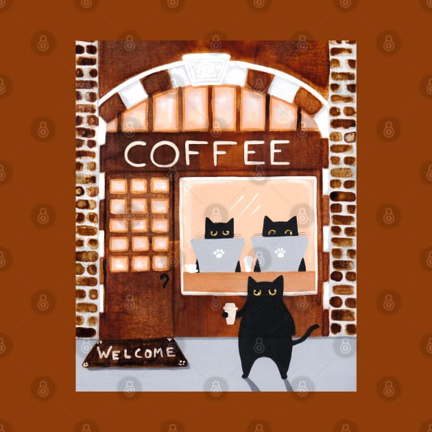 Coffee House Cats by KilkennyCat Art