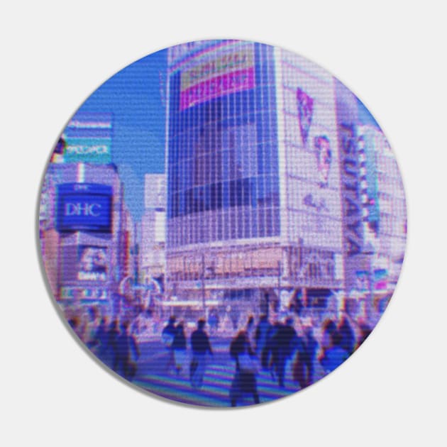 Japanese city pop art series 2 - Shibuya intersection crossing Tokyo Japan in - retro aesthetic - Vaporwave style Pin by FOGSJ
