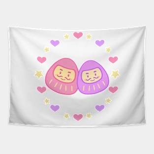 Cute pastel Daruma doll couple Tapestry