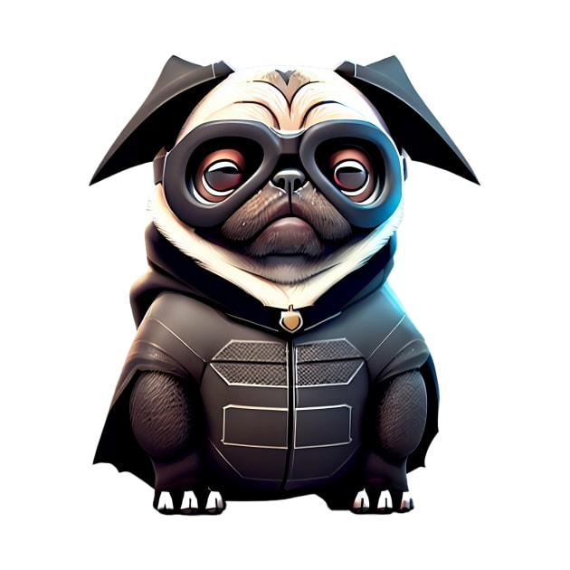 Cute Pug in Bat Costume - Adorable Pug in Bat Suit Design by fur-niche