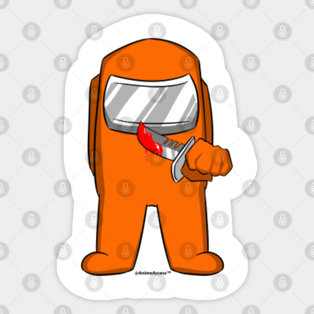 Among Us Impostor Knife Orange Among Us Sticker Teepublic
