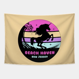 Surfing Unicorn At Beach Haven, New Jersey Tapestry