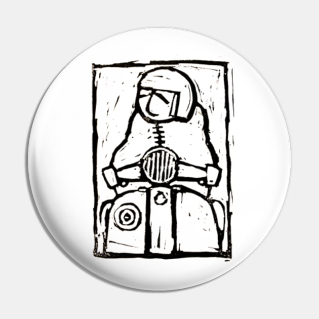 Classic Retro, Vintage,  Scooter, Scooterist, Scootering, Scooter Rider, Mod Art Pin by Scooter Portraits