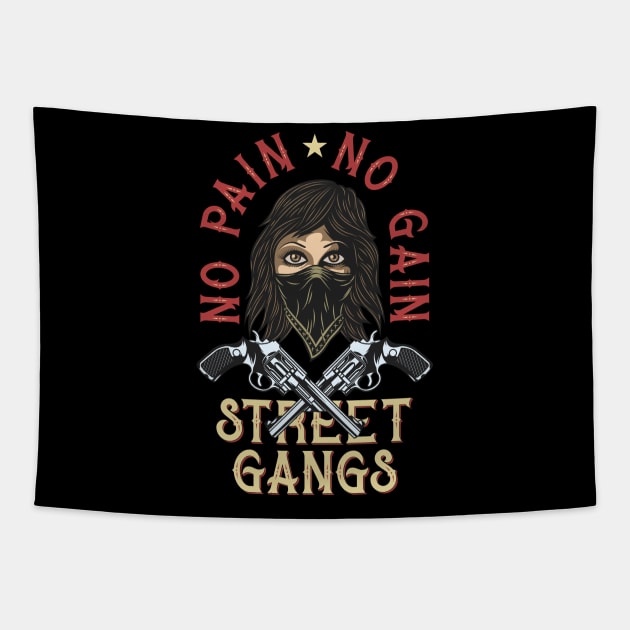 No Pain No Gain Tapestry by CyberpunkTees