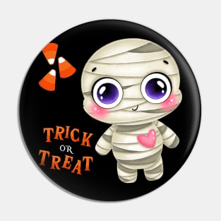 Trick or treat Funny cute mummy Halloween cute scary little ghost Pin