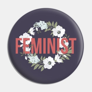 Floral Feminist Shirt Pin