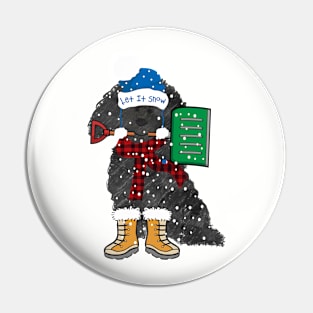 Let It Snow Winter Labradoodle Dog Pin