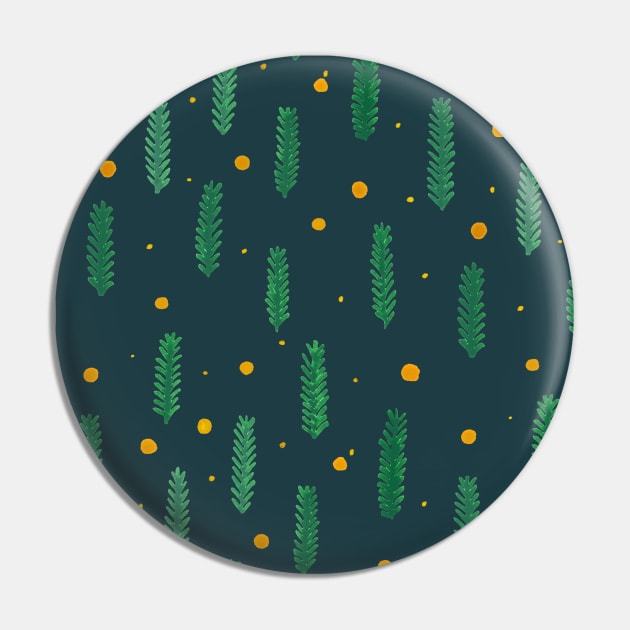 Christmas branches and dots - green and yellow Pin by wackapacka