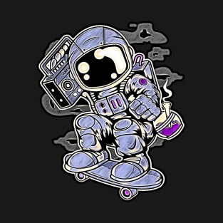 Astroanut Skater Boombox • Funny And Cool Sci-Fi Cartoon Drawing Design Great For Any Occasion And For Everyone T-Shirt