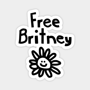 Free Britney Daisy Smiley Face Black Magnet