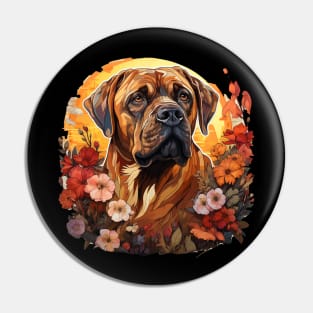 Mastiff  Dog Vintage Floral Pin