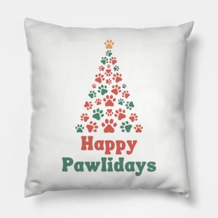 Happy Pawlidays Christmas Paws Pillow