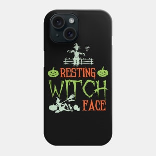 Halloween Shirt Resting Witch Face Broomstick Hat Women Phone Case