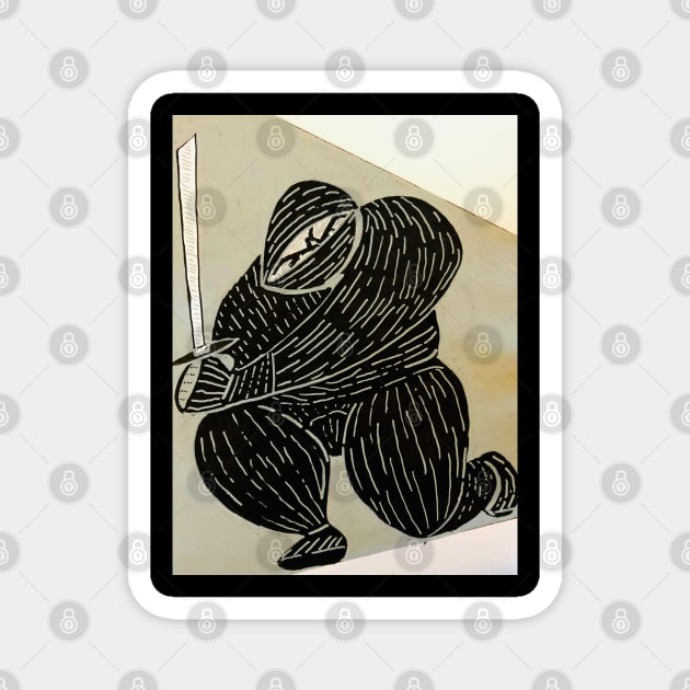 Crouching Ninja Magnet by DMcK Designs