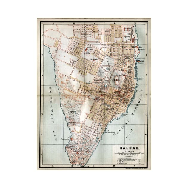 Vintage Map of Halifax Nova Scotia (1890) by Bravuramedia