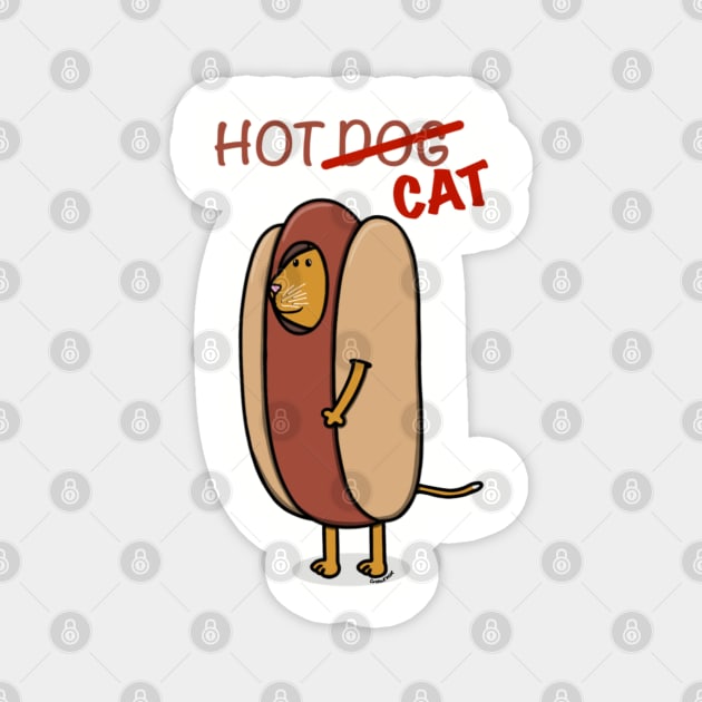 Hot Dog Cat Magnet by Coconut Moe Illustrations