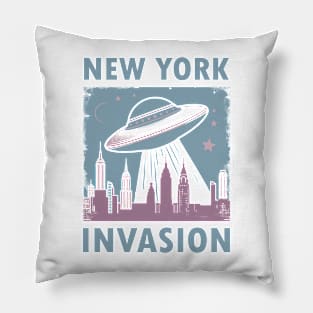 Vintage UFO New York Invasion Pillow