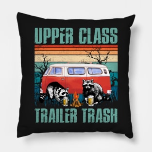 Upper Class Trailer Trash Funny Raccoon Pillow