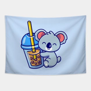 Cute koala hug boba milk tea Tapestry