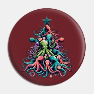 Christmas Octopus Tree Pin
