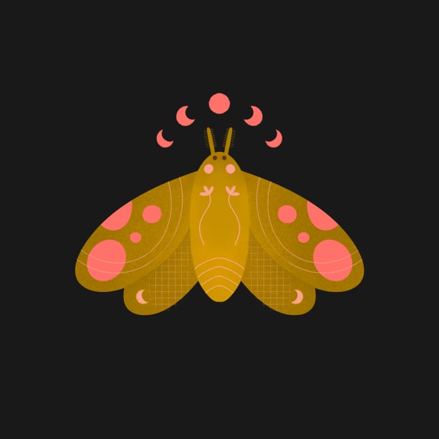 Retro Moth - Pink and Olive Green by natalietyler