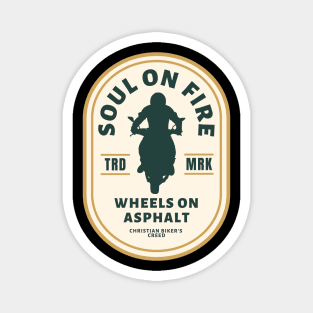 Soul on Fire - Wheels on Asphalt - Christian Biker Magnet