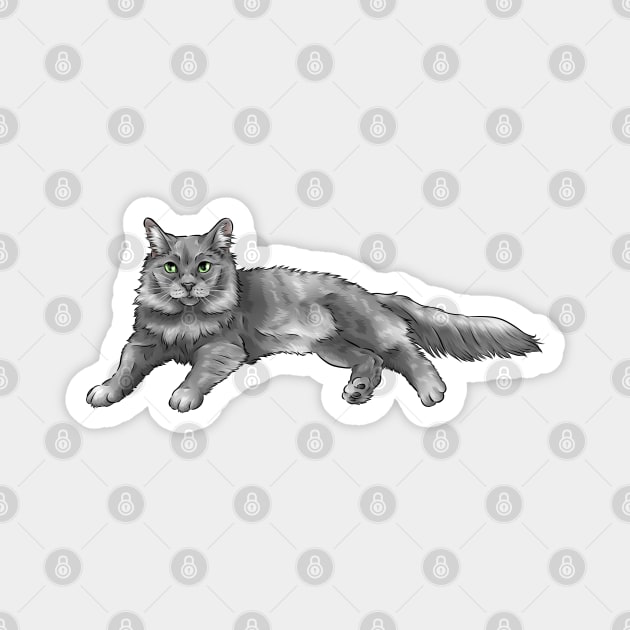 Cute Nebelung Cat | Long Haired Russian Blue Magnet by Shirin Illustration