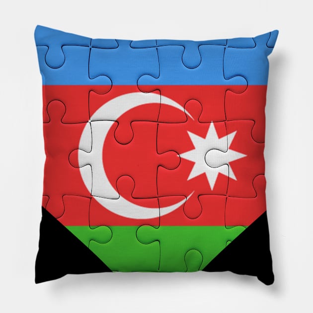 Azerbaijani Jigsaw Puzzle Heart Design - Gift for Azerbaijani With Azerbaijan Roots Pillow by Country Flags