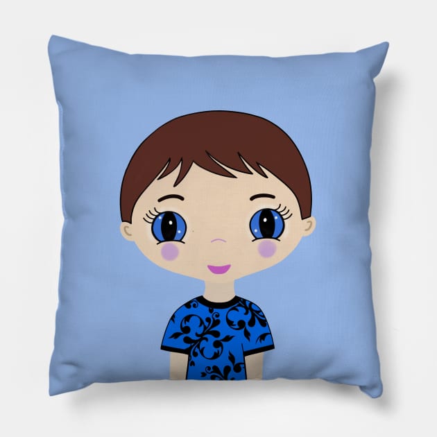 Blue Eye Boy Pillow by SartorisArt1