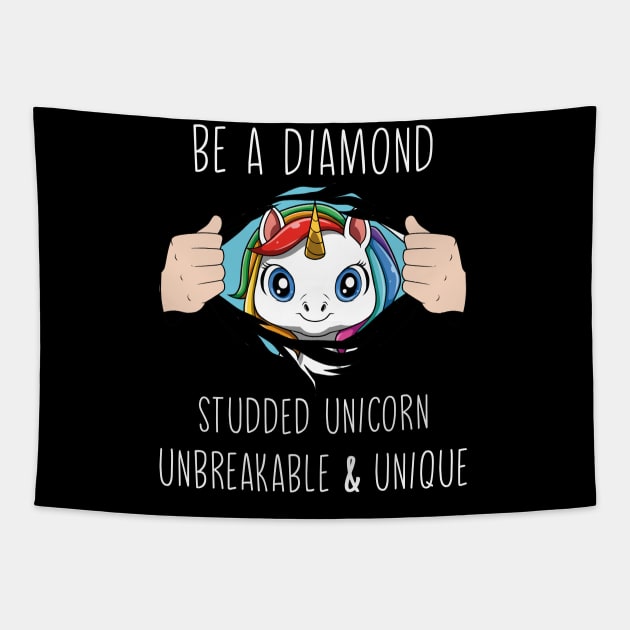 Cute Unicorn Horn Pretty Rainbow Colors Funny Quote Tapestry by melostore